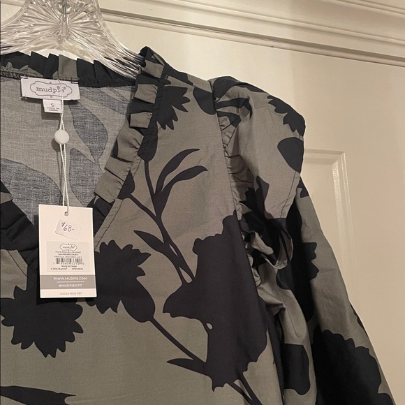 NWT Mud Pie Olive Floral Ruffle Sleeve Dress - Picture 5 of 6